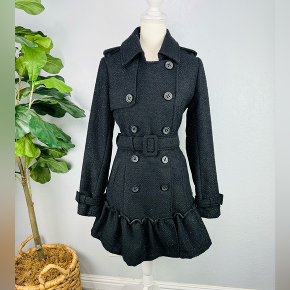 BB DAKOTA Black Sparkle Princess Fit & Flare Black Peacoat - Picture 1 of 10